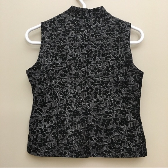 KENAR Sleeveless Linen Blend Black Silver Floral Embroidered Top Women’s 6/Small - Picture 2 of 6